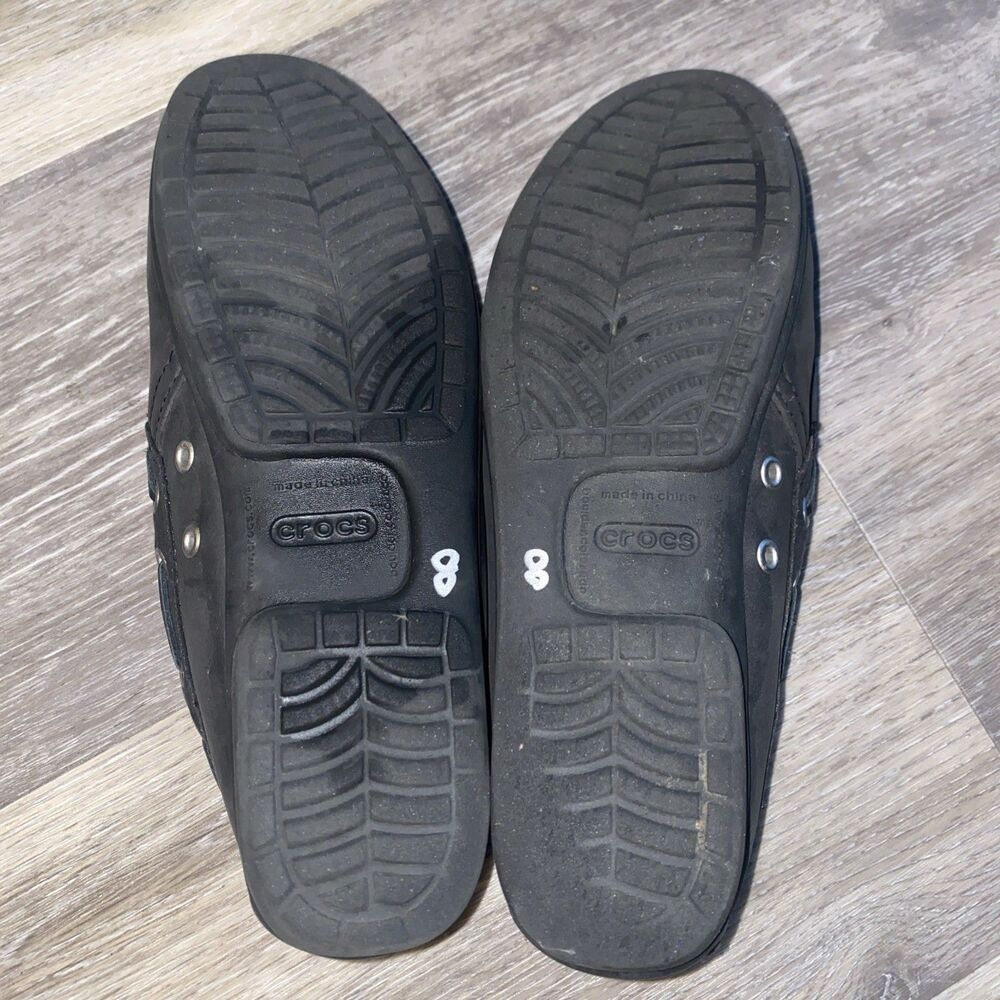 Crocs Shoes Womens W8 Wrap Colorlite Loafer Boat Black Leather Moc Toe - Picture 13 of 14